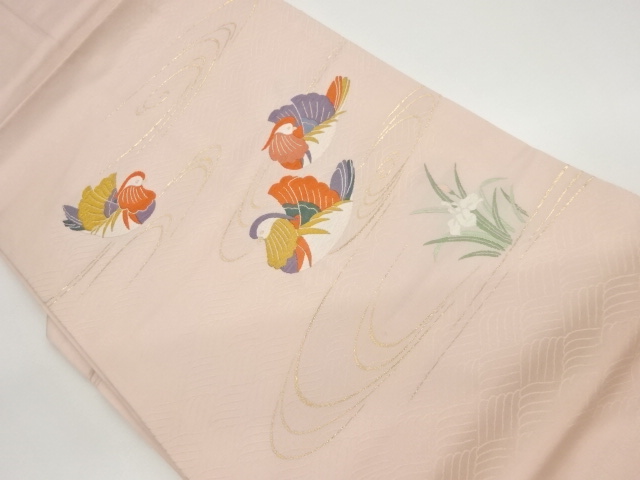 流水に勝負・鴛鴦模様織出し名古屋帯